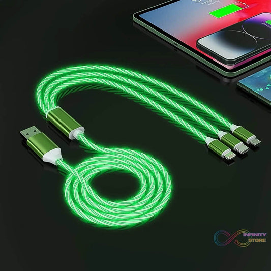 3 in 1 Charging Cable Light Up Fast Charger Multi Charging Cable (1 Pc) - infinityexculsivestore.com