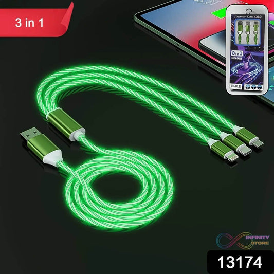 3 in 1 Charging Cable Light Up Fast Charger Multi Charging Cable (1 Pc) - infinityexculsivestore.com