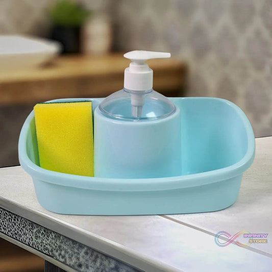 3 in 1 Hand wash Liquid Soap Dispenser with Sponge Holder (1 Set) - infinityexculsivestore.com