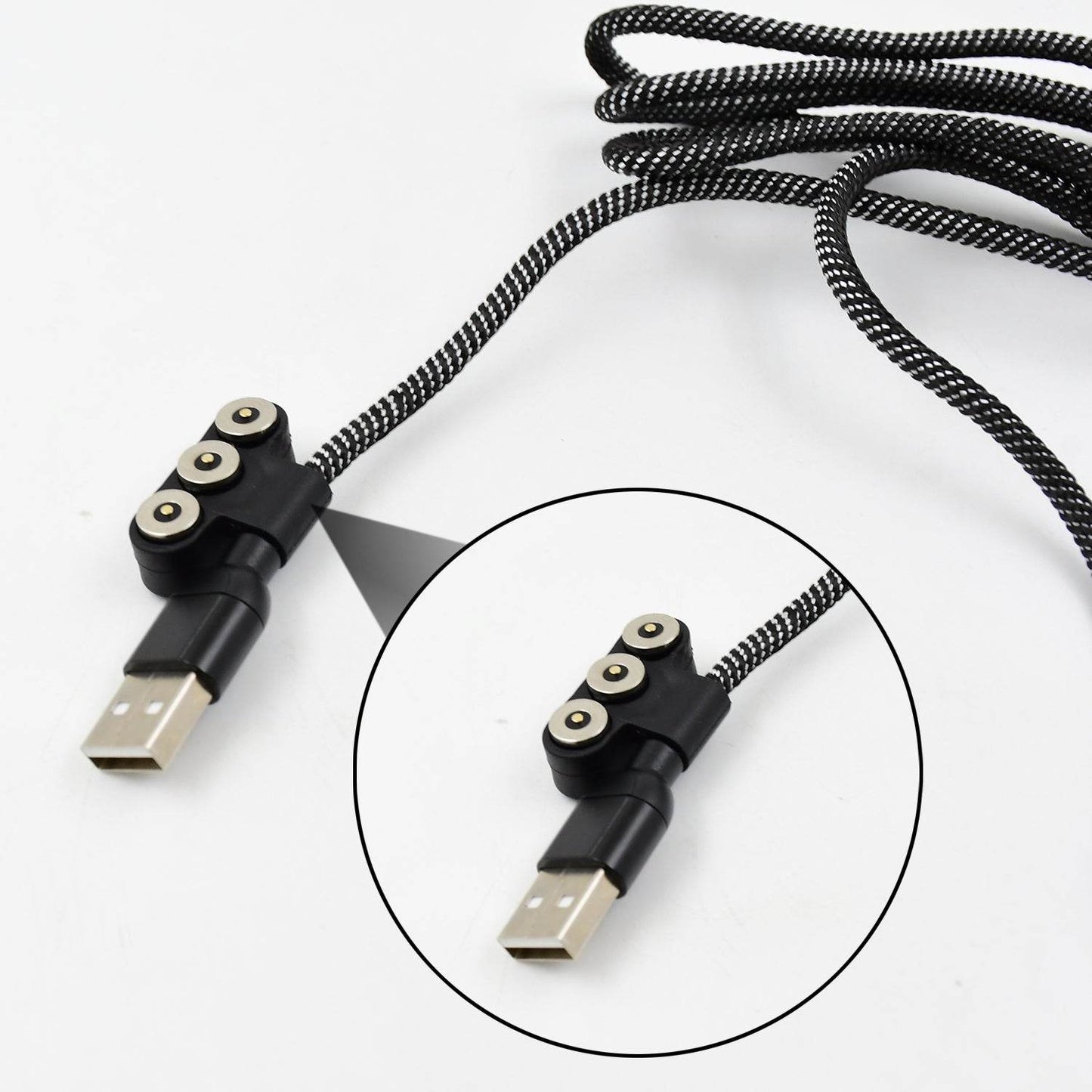 3 in 1 Magnetic USB Charging Cable | USB-c Android and Lightning with Extra Protecting Nylon| Strong Magnetic Cable with Full Rotation Support Fast Charging - infinityexculsivestore.com