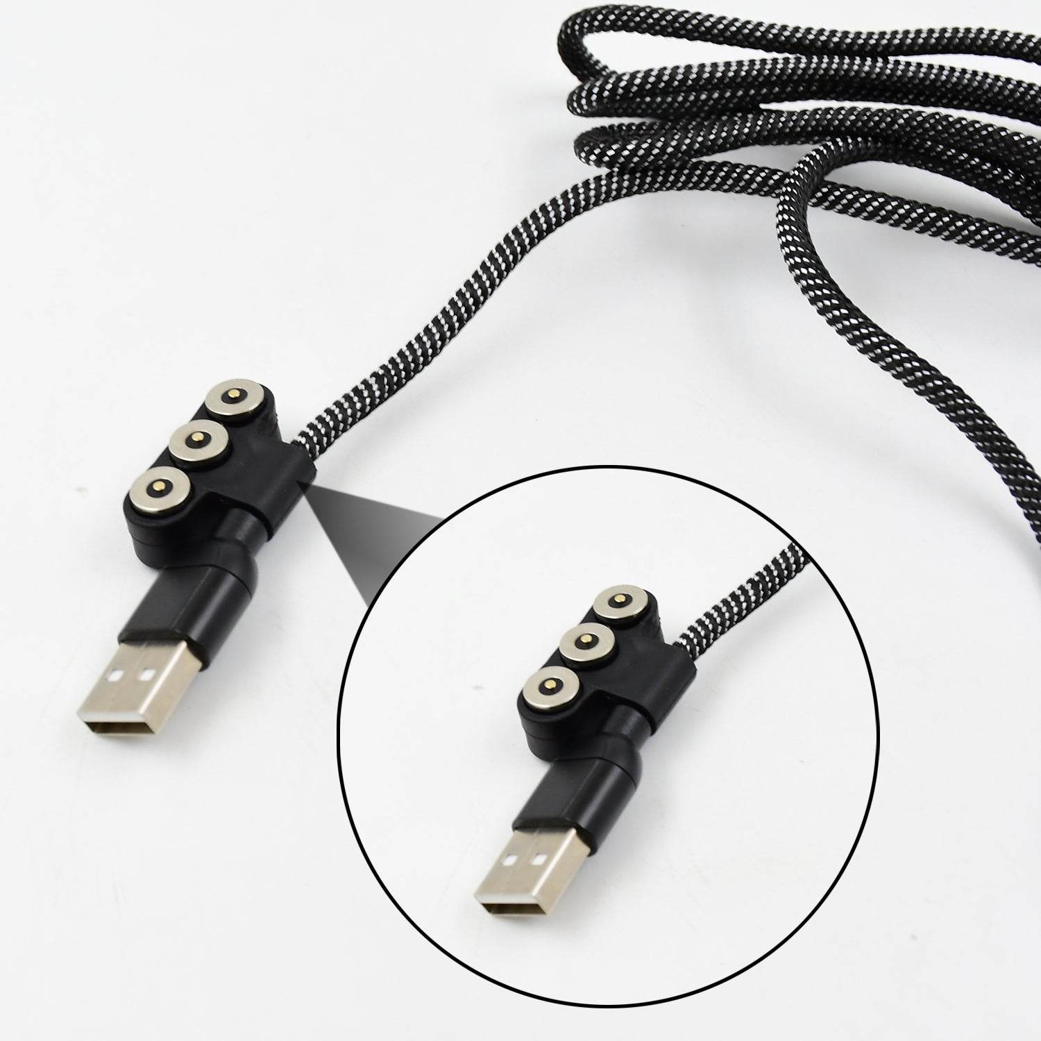 3 in 1 Magnetic USB Charging Cable | USB-c Android and Lightning with Extra Protecting Nylon| Strong Magnetic Cable with Full Rotation Support Fast Charging - infinityexculsivestore.com