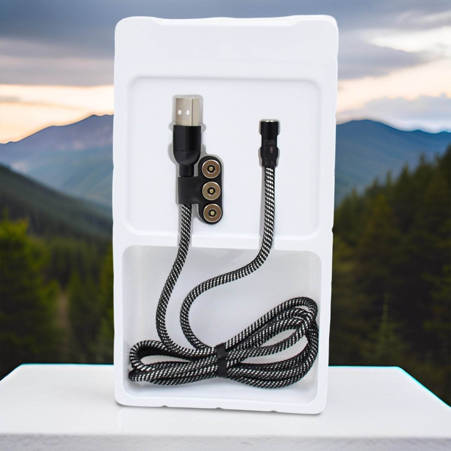 3 in 1 Magnetic USB Charging Cable | USB-c Android and Lightning with Extra Protecting Nylon| Strong Magnetic Cable with Full Rotation Support Fast Charging - infinityexculsivestore.com