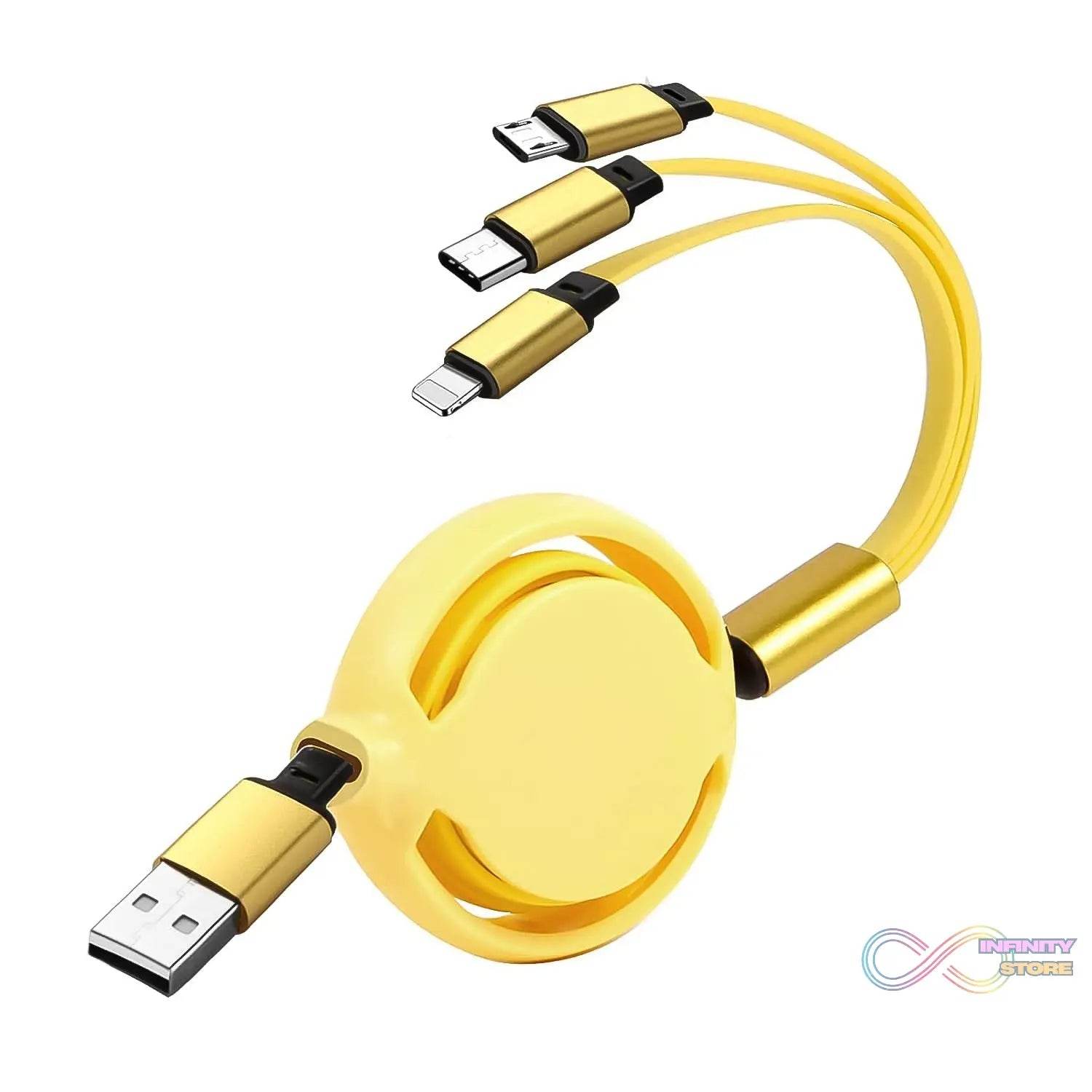 3 in 1 Retractable Charger Charging Cable (1 Pc / Mix Color) - infinityexculsivestore.com