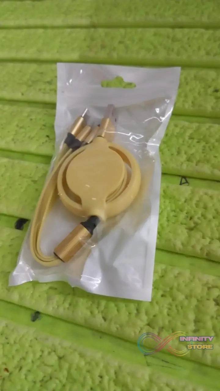 3 in 1 Retractable Charger Charging Cable (1 Pc / Mix Color) - infinityexculsivestore.com