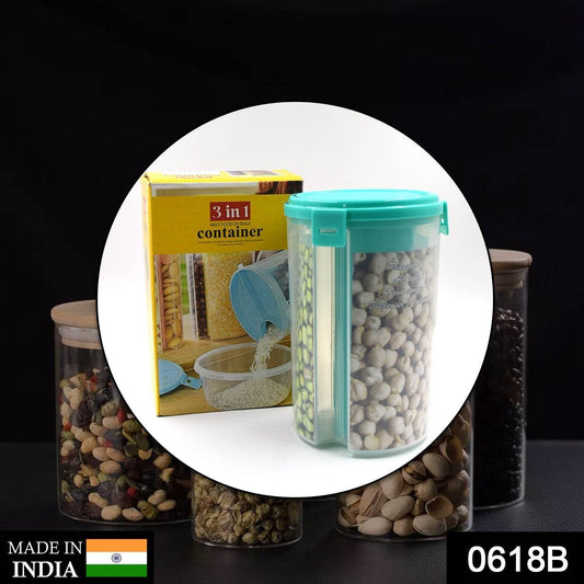 3 in 1 Transparent Air Tight Storage Dispenser Container (With Color Box) - infinityexculsivestore.com