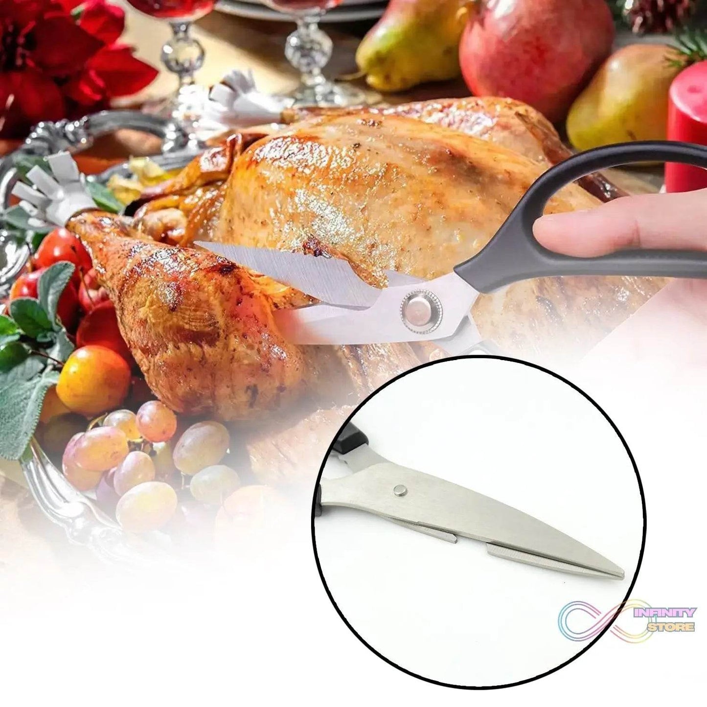 3 in1 Multi - Function Kitchen Household for Vegetables, Fruit, Cheese & Meat Slices with Bottle Opener Stainless Steel Sea Food Scissor (1 Pc ) - infinityexculsivestore.com