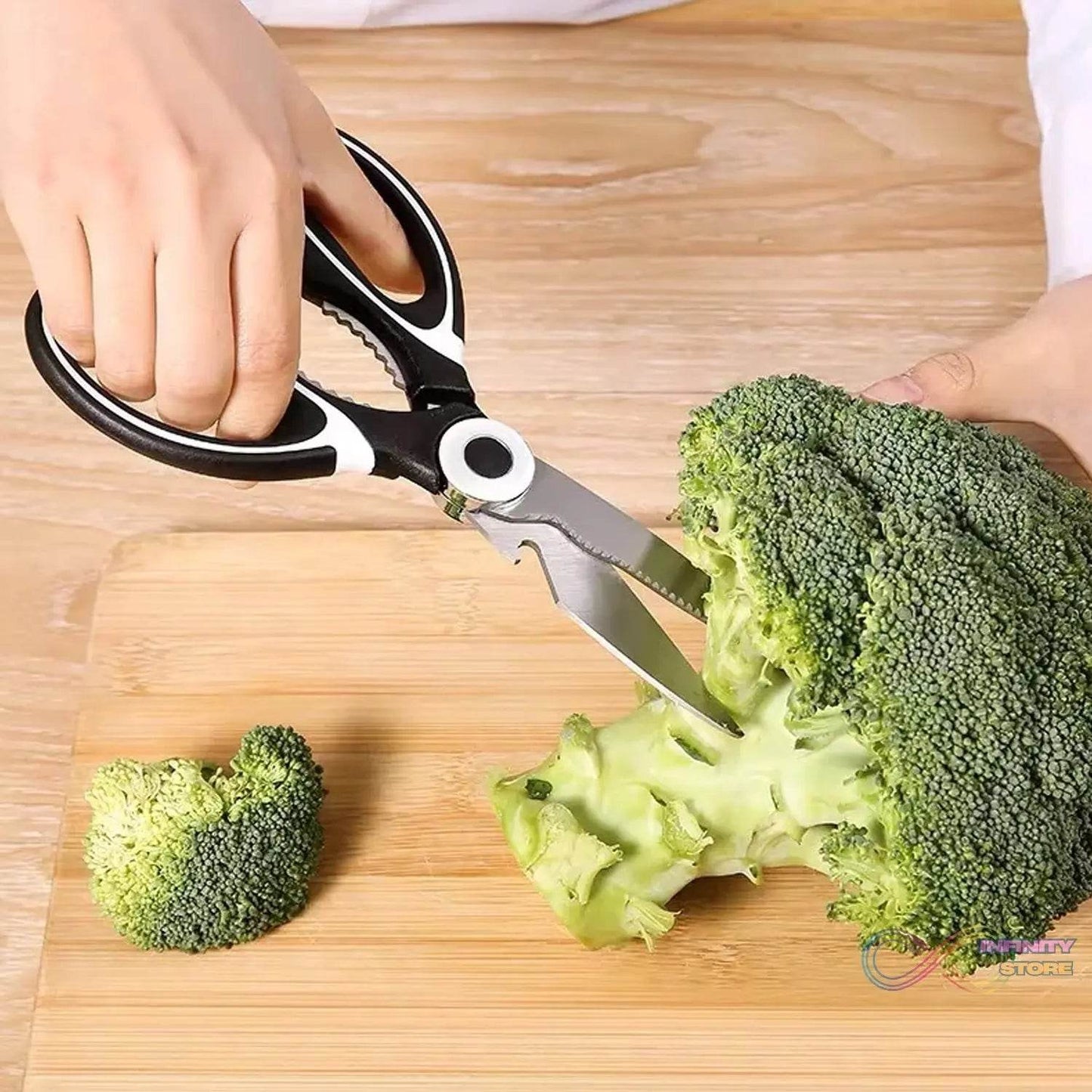 3 in1 Multi - Function Kitchen Household for Vegetables, Fruit, Cheese & Meat Slices with Bottle Opener Stainless Steel Sea Food Scissor (1 Pc ) - infinityexculsivestore.com