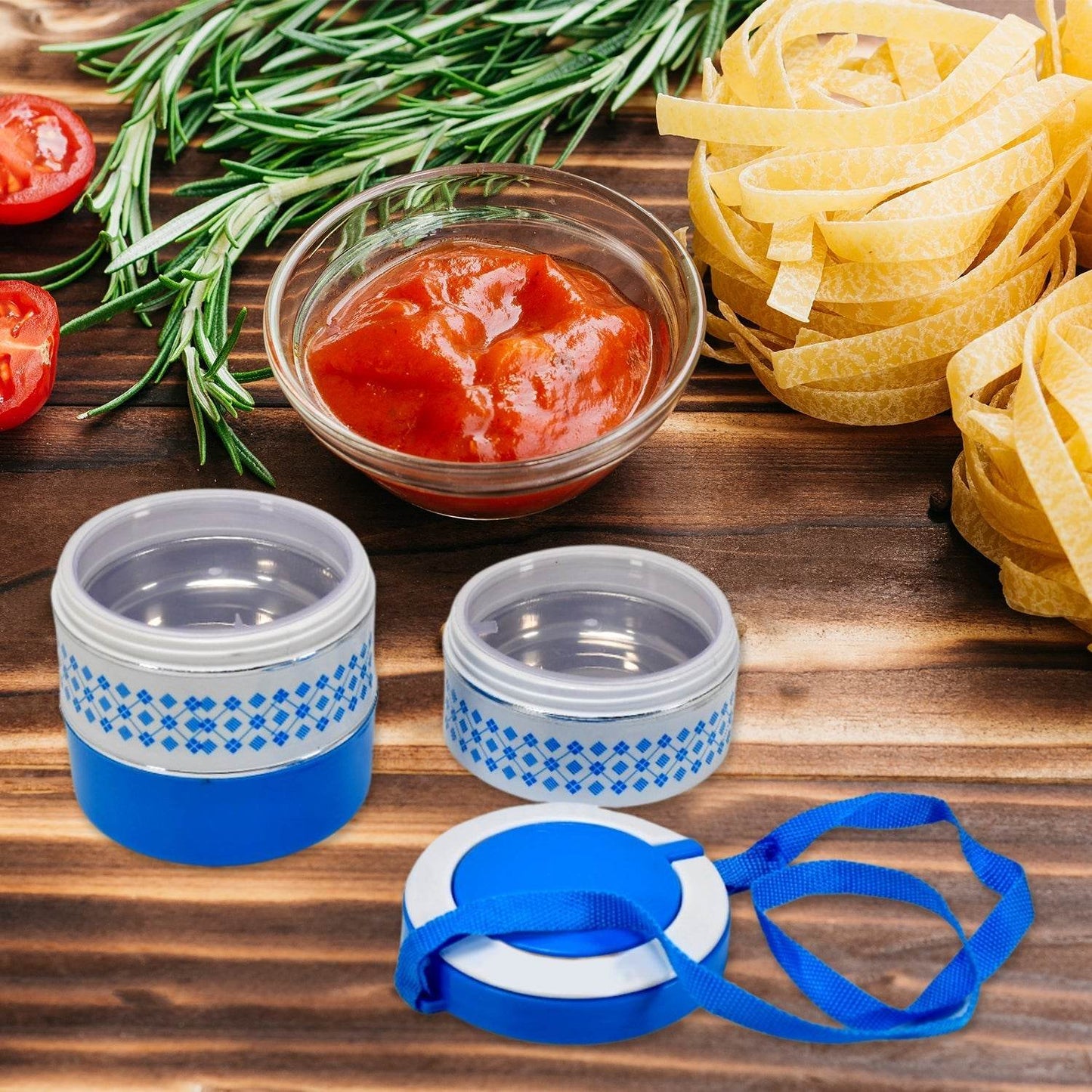 3 layer Adjustable Insulated Tiffin Set of 1, Blue 3 Containers Lunch Box - infinityexculsivestore.com
