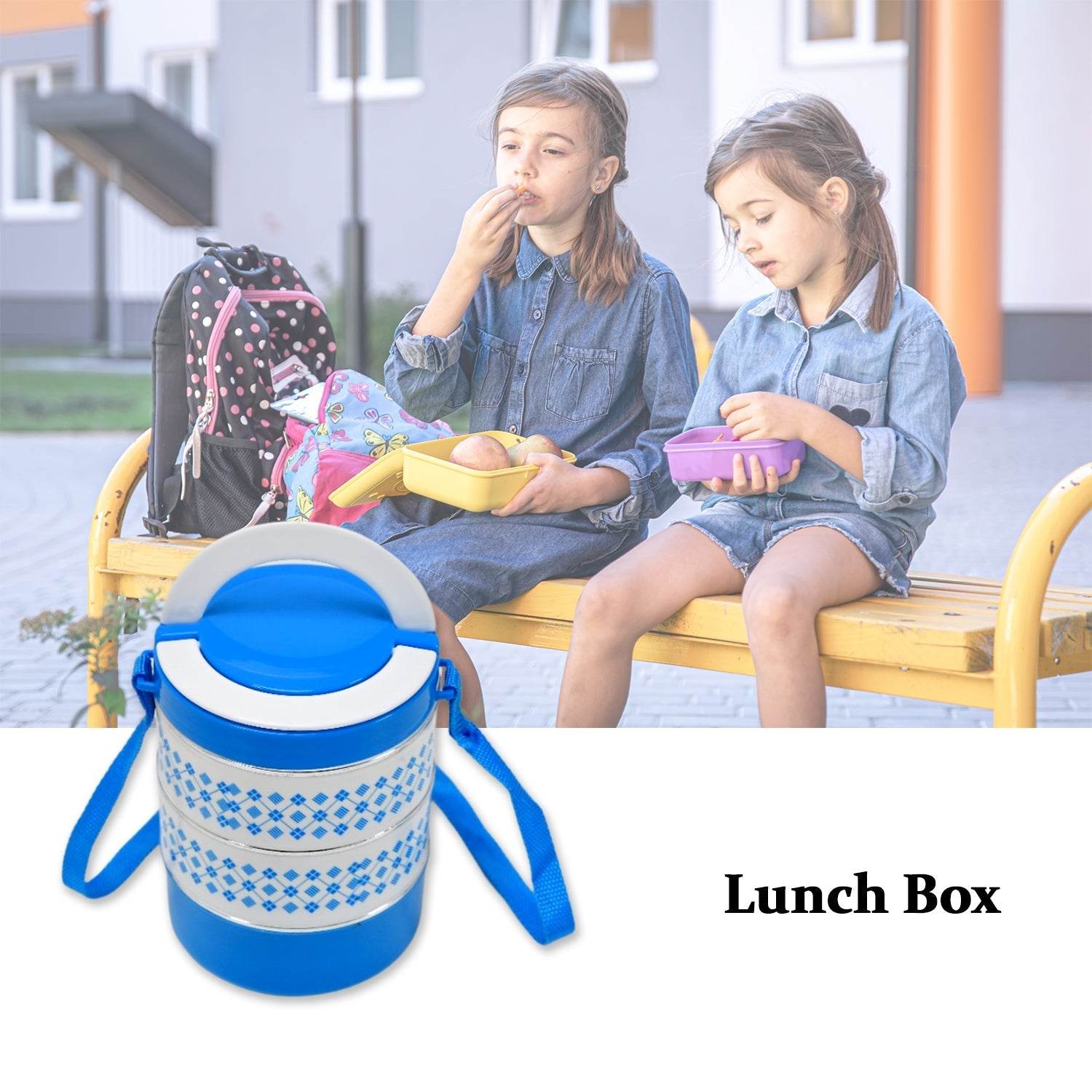 3 layer Adjustable Insulated Tiffin Set of 1, Blue 3 Containers Lunch Box - infinityexculsivestore.com