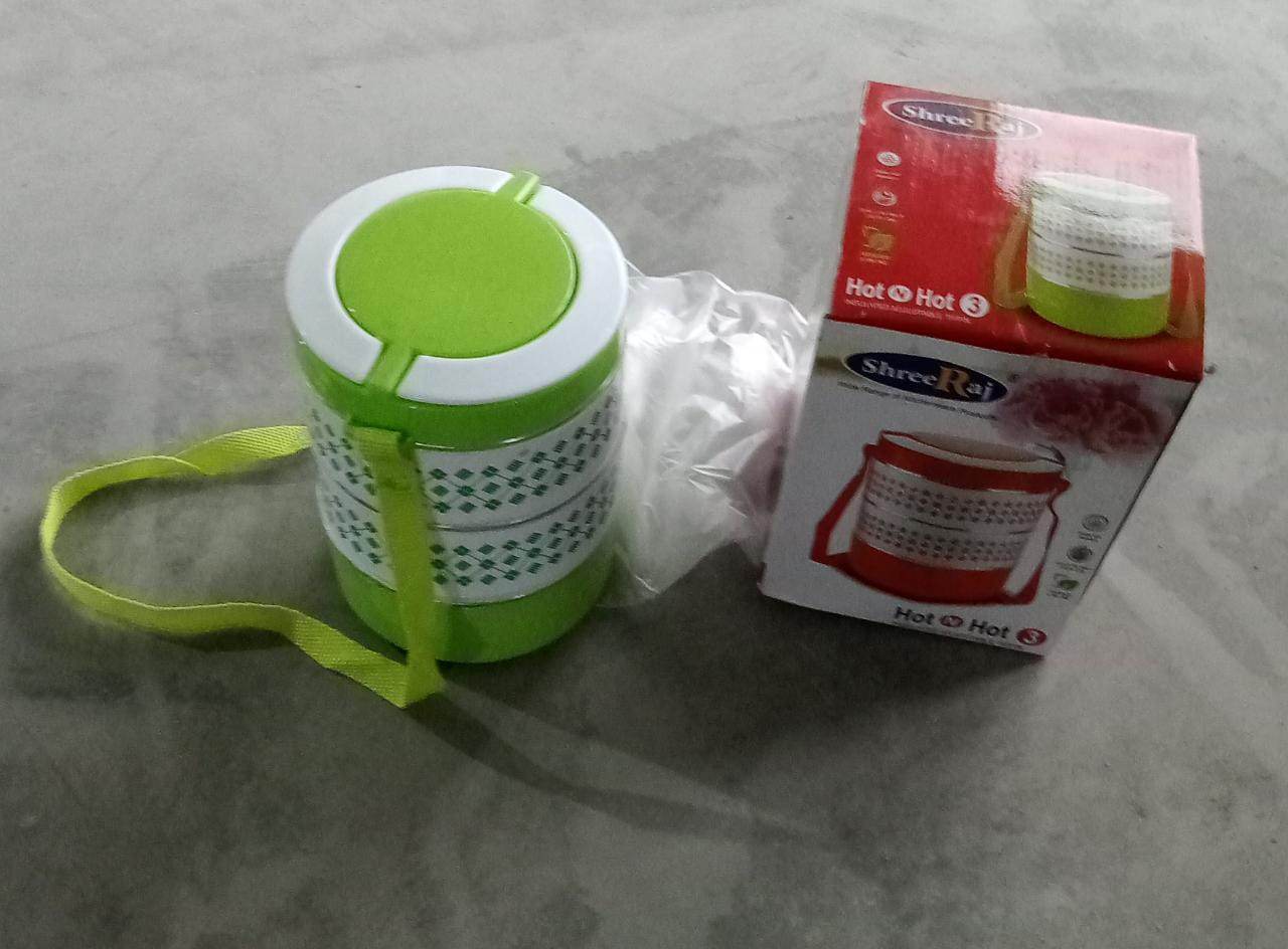 3 layer Adjustable Insulated Tiffin Set of 1, Blue 3 Containers Lunch Box - infinityexculsivestore.com