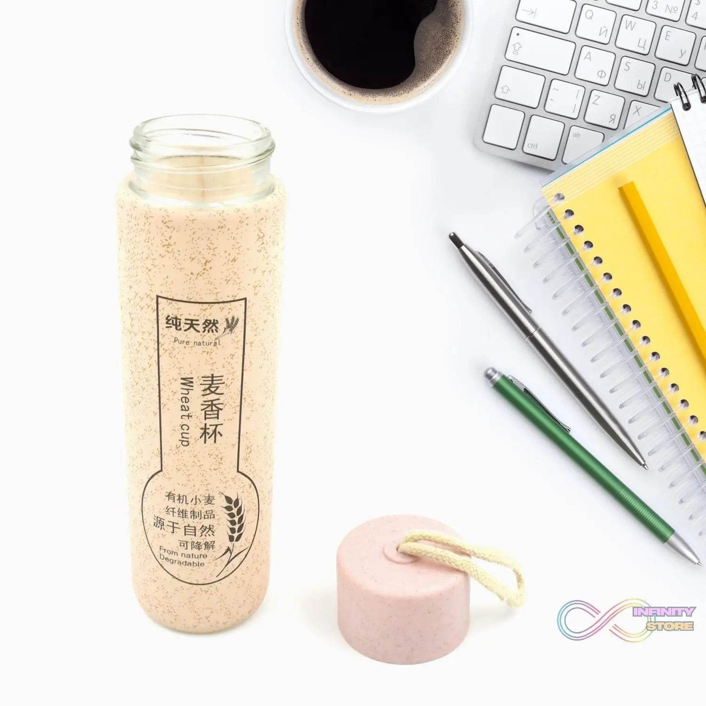 350ml Leak Proof Glass Water Bottle - Hot & Cold, BPA Free, Travel - infinityexculsivestore.com