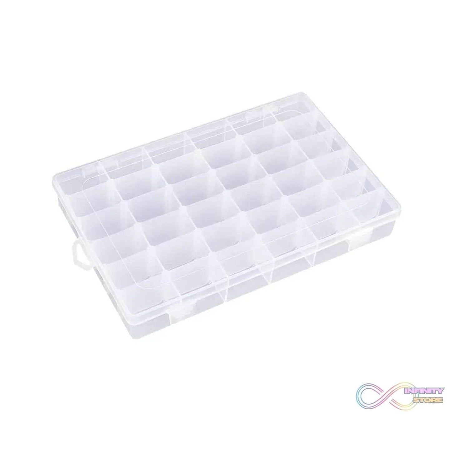 36 Grids Clear Plastic Organizer Box with Adjustable Compartment Dividers, Jewellery Storage Organizer Collection Box (1 pc ) - infinityexculsivestore.com