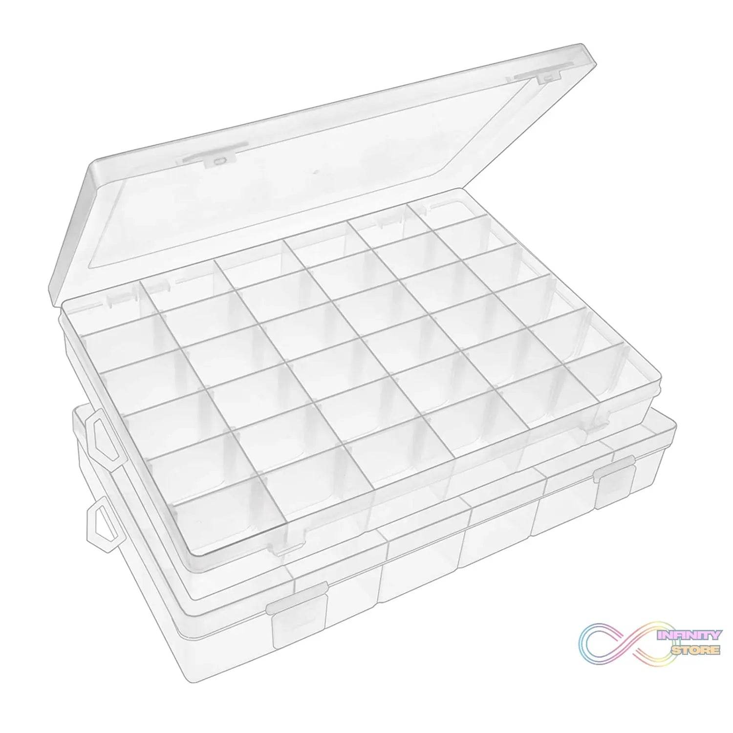36 Grids Clear Plastic Organizer Box with Adjustable Compartment Dividers, Jewellery Storage Organizer Collection Box (1 pc ) - infinityexculsivestore.com