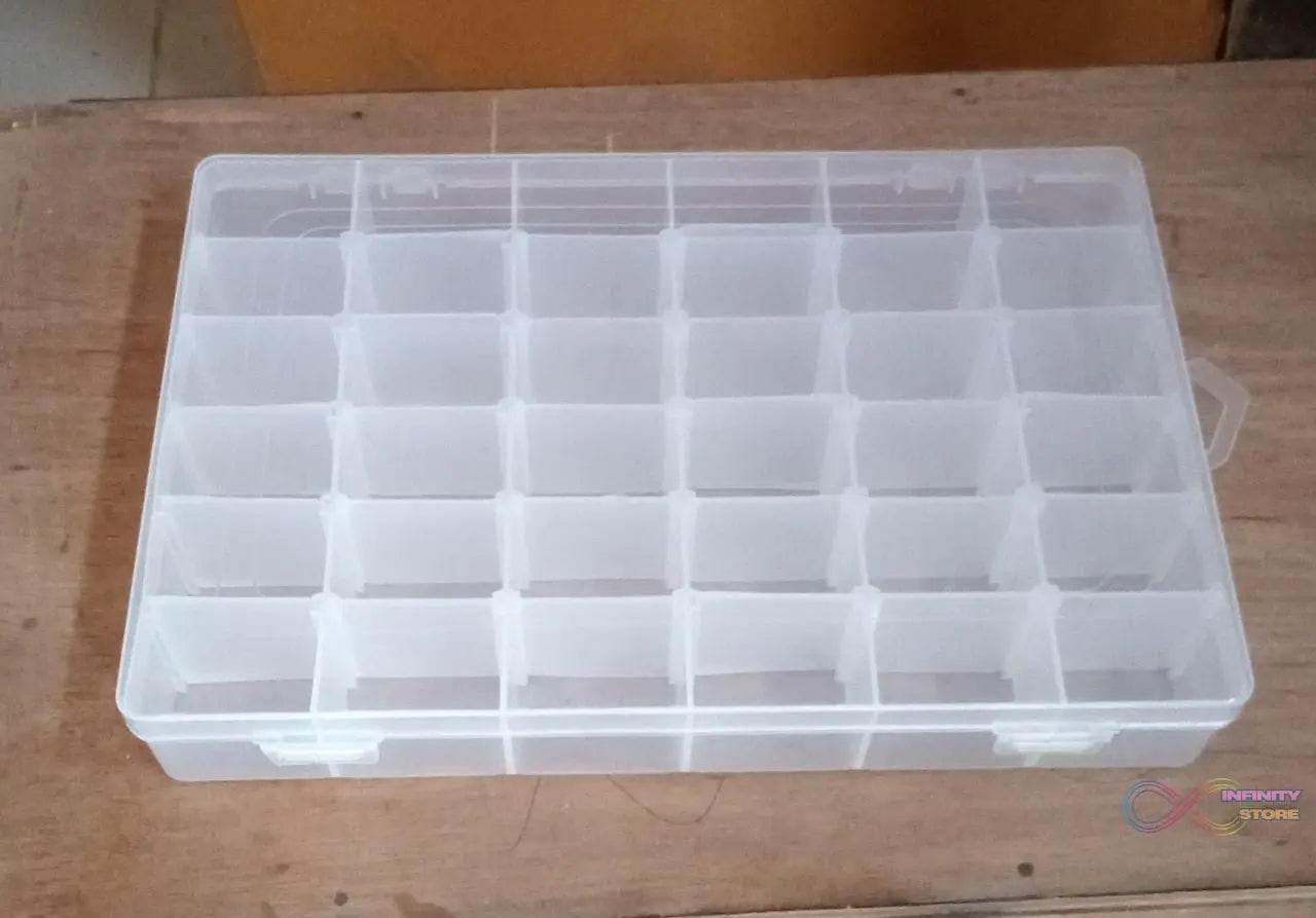 36 Grids Clear Plastic Organizer Box with Adjustable Compartment Dividers, Jewellery Storage Organizer Collection Box (1 pc ) - infinityexculsivestore.com