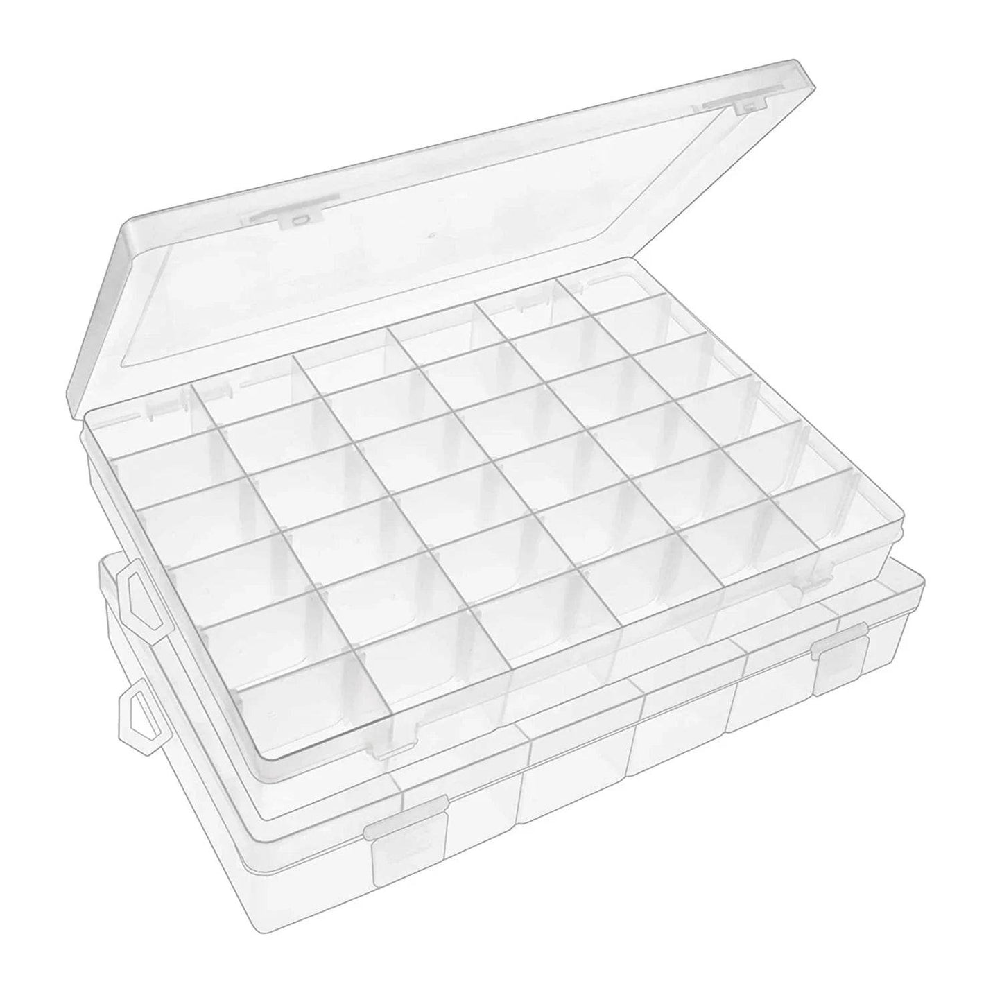 36 Grids Clear Plastic Organizer Jewelry Storage Box with Adjustable Dividers, Transparent Organizer Box (1pc) - infinityexculsivestore.com