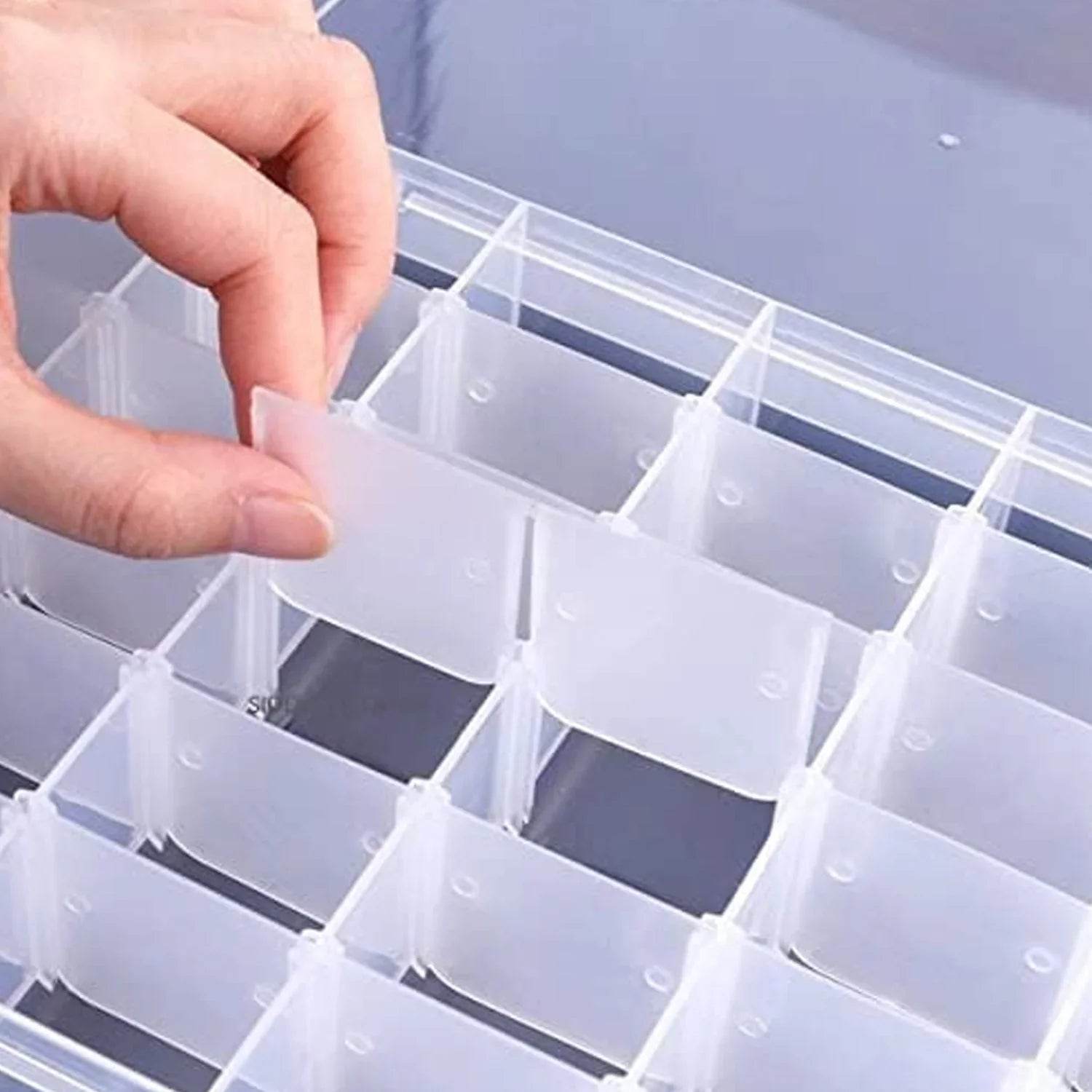 36 Grids Clear Plastic Organizer Jewelry Storage Box with Adjustable Dividers, Transparent Organizer Box (1pc) - infinityexculsivestore.com
