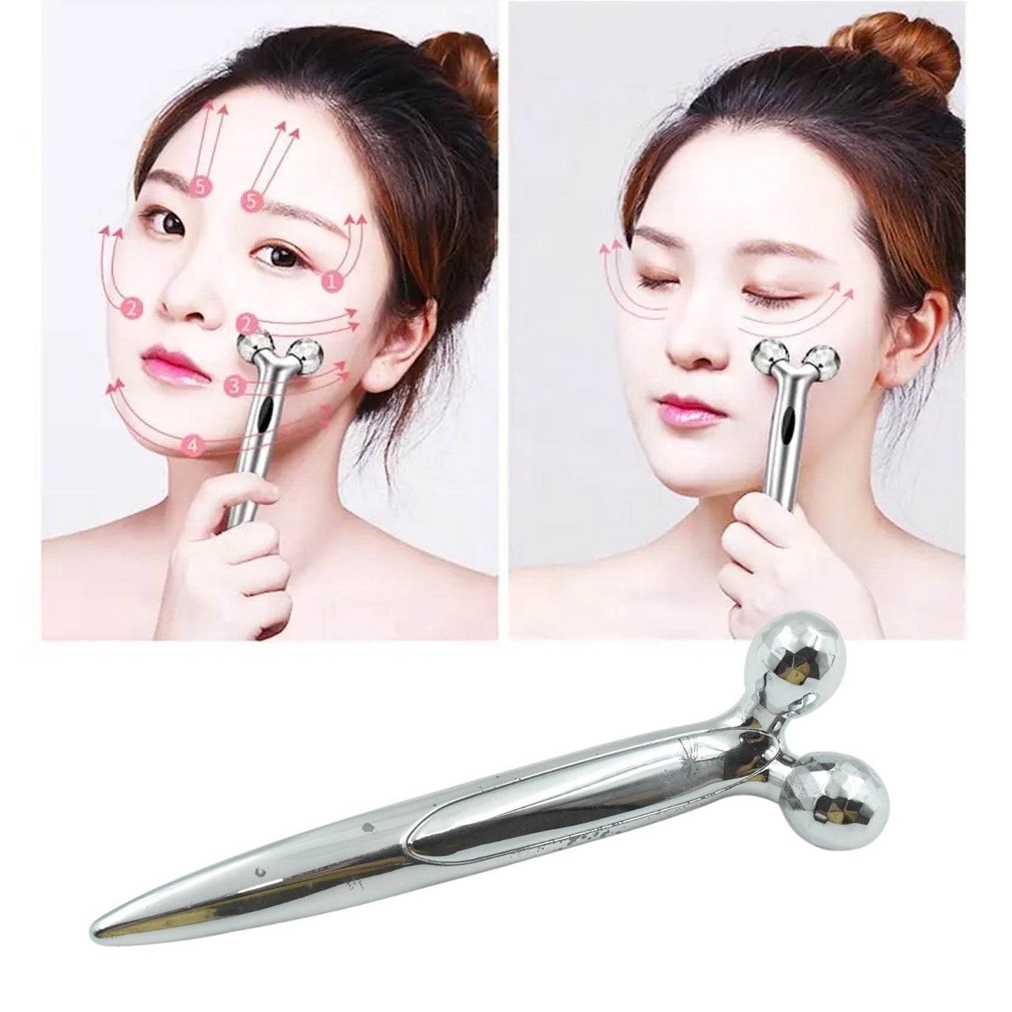 360 Degree Facial Roller, designed for face lifting and skin tightening, improves blood circulation and reduces puffiness. - infinityexculsivestore.com