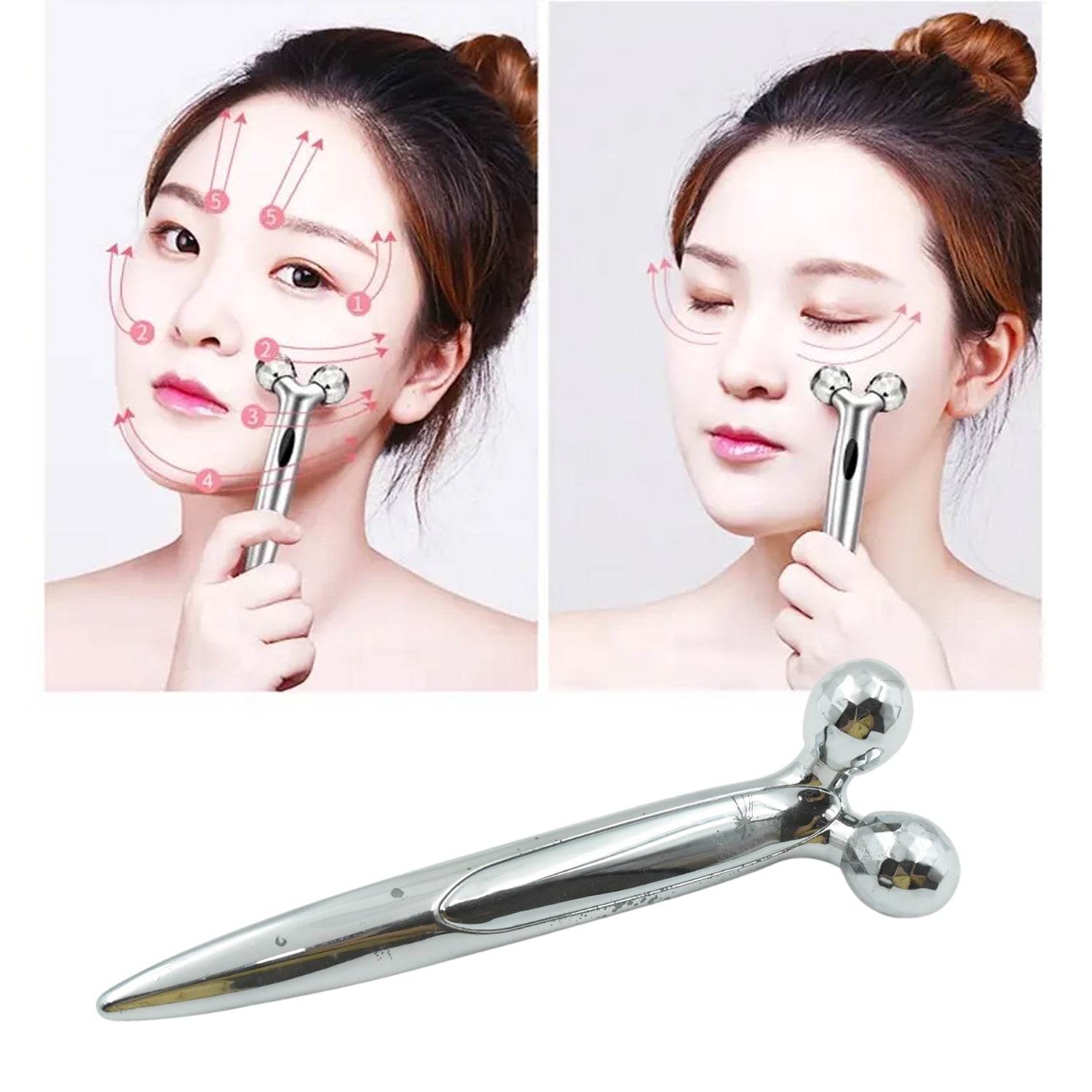 360 Degree Facial Roller, designed for face lifting and skin tightening, improves blood circulation and reduces puffiness. - infinityexculsivestore.com