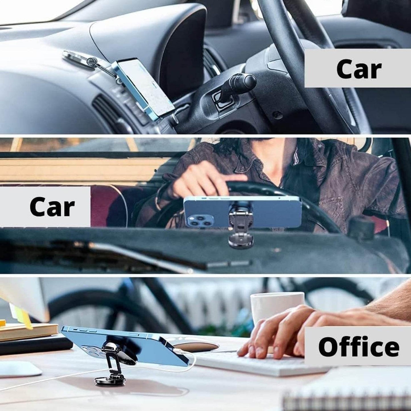 360 Degree Rotating Magnetic Car Phone Holder | Metal Folding Car Phone Holder | New Alloy Folding Magnetic Car Phone Holder (Pack of 1) - infinityexculsivestore.com