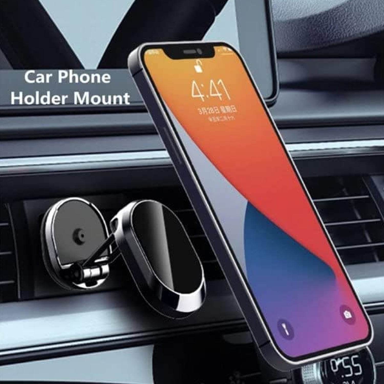 360 Degree Rotating Magnetic Car Phone Holder | Metal Folding Car Phone Holder | New Alloy Folding Magnetic Car Phone Holder (Pack of 1) - infinityexculsivestore.com