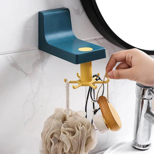 360 Degree Rotating Self Adhesive Plastic Wall Hook Hanger; Multifunctional Hanger with 6 Heavy Duty Claw Hooks - infinityexculsivestore.com