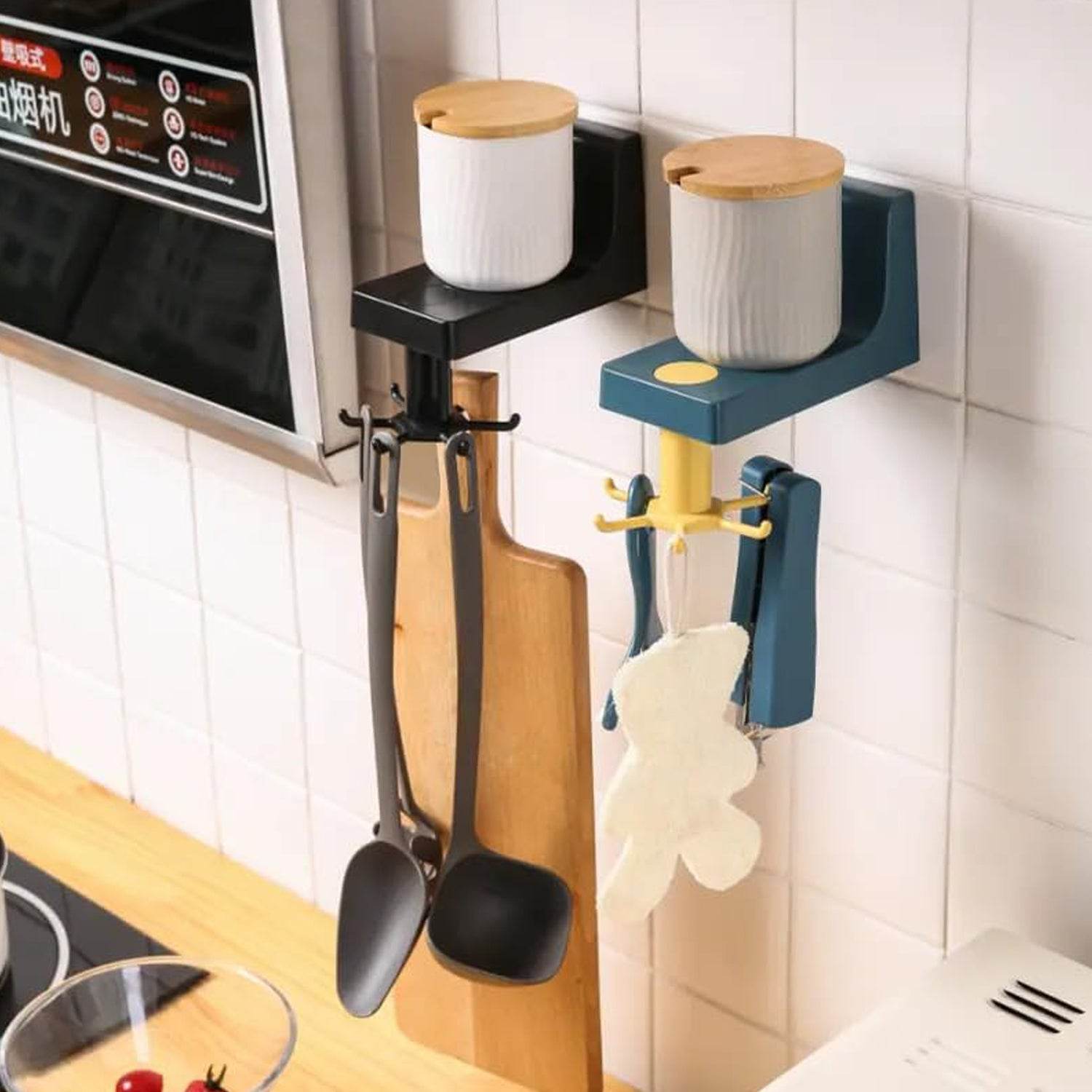 360 Degree Rotating Self Adhesive Plastic Wall Hook Hanger; Multifunctional Hanger with 6 Heavy Duty Claw Hooks - infinityexculsivestore.com