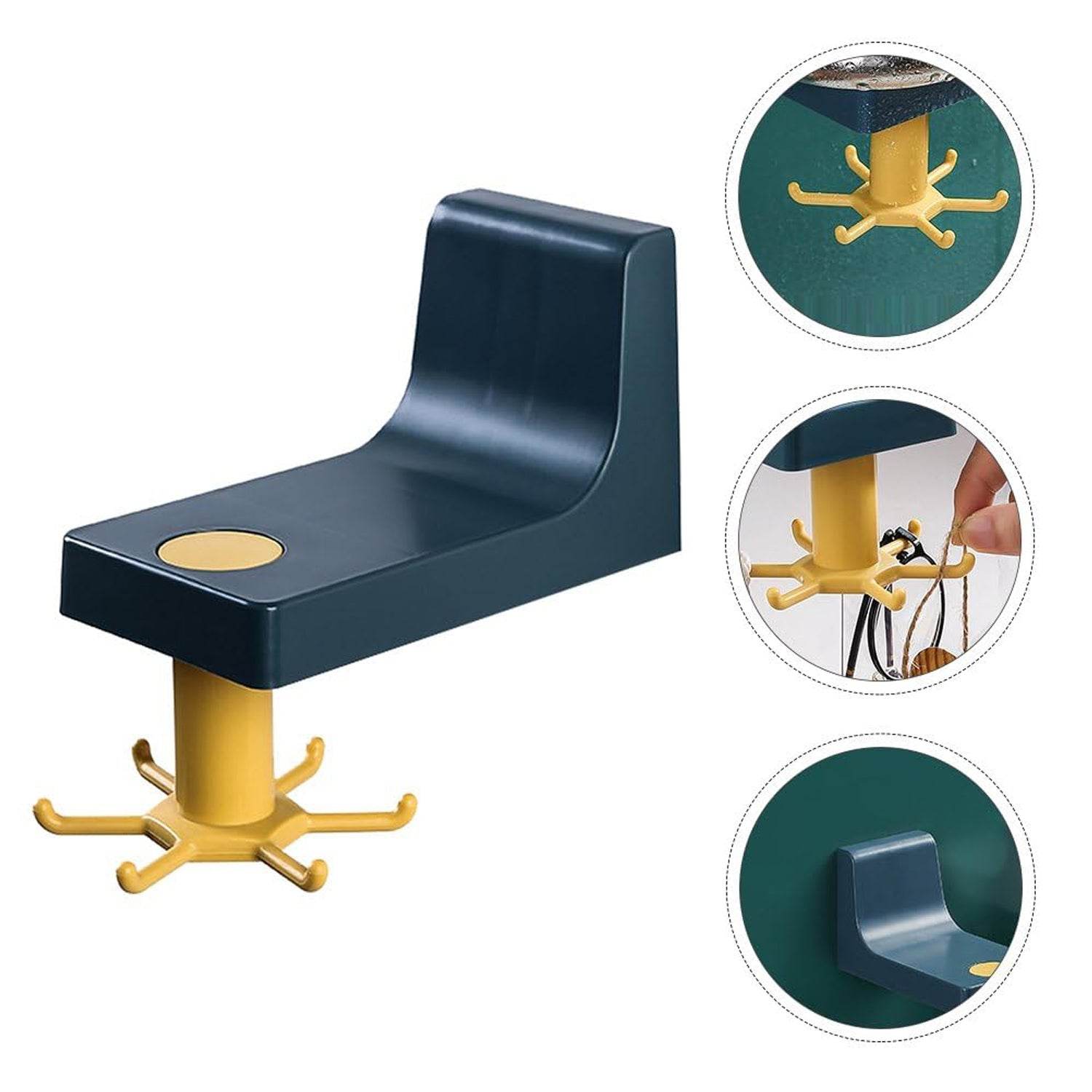 360 Degree Rotating Self Adhesive Plastic Wall Hook Hanger; Multifunctional Hanger with 6 Heavy Duty Claw Hooks - infinityexculsivestore.com