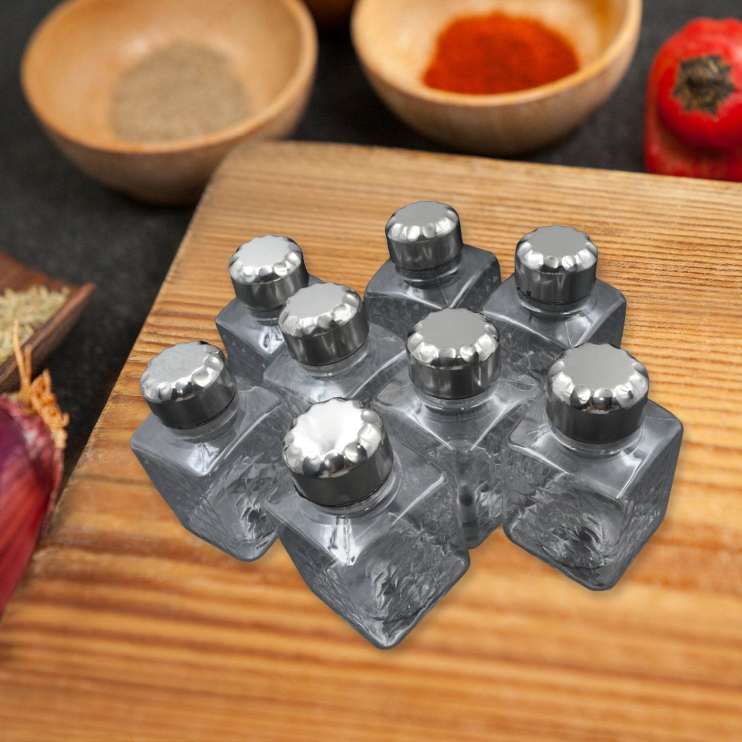 360° Revolving Spice Rack | 8-Piece Square Container Set | All-New Design for Condiments - infinityexculsivestore.com