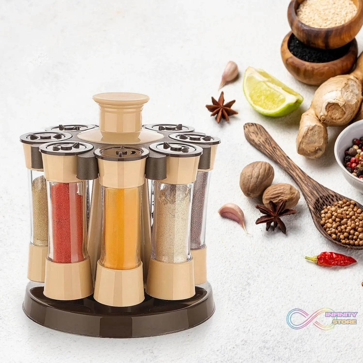 360 Revolving Spice Rack for Kitchen and Dining Table, 8 Spice jars - infinityexculsivestore.com