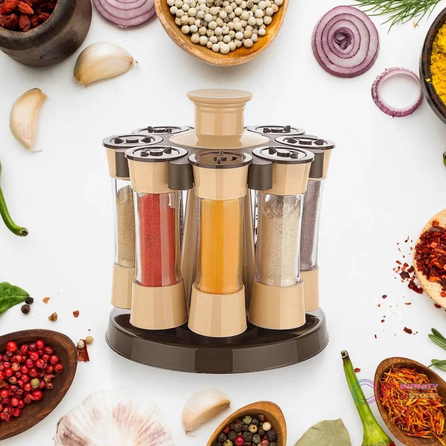 360 Revolving Spice Rack for Kitchen and Dining Table, 8 Spice jars - infinityexculsivestore.com