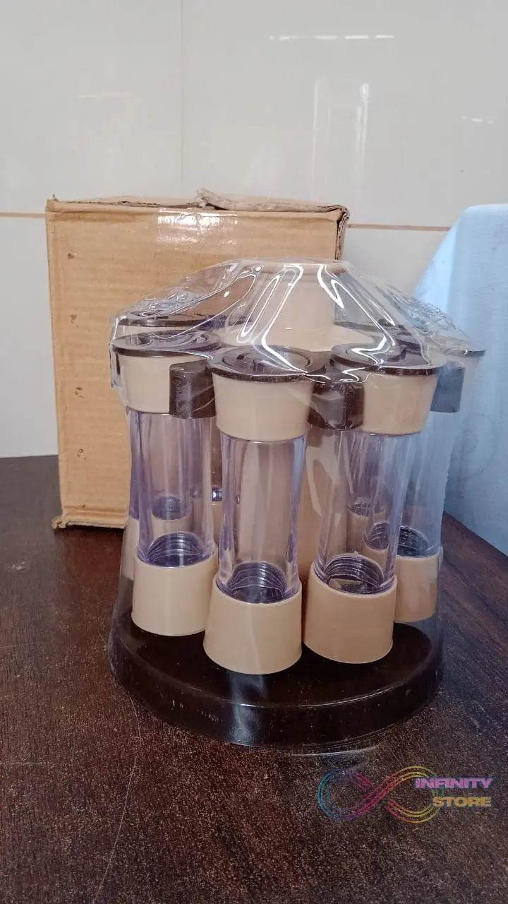360 Revolving Spice Rack for Kitchen and Dining Table, 8 Spice jars - infinityexculsivestore.com