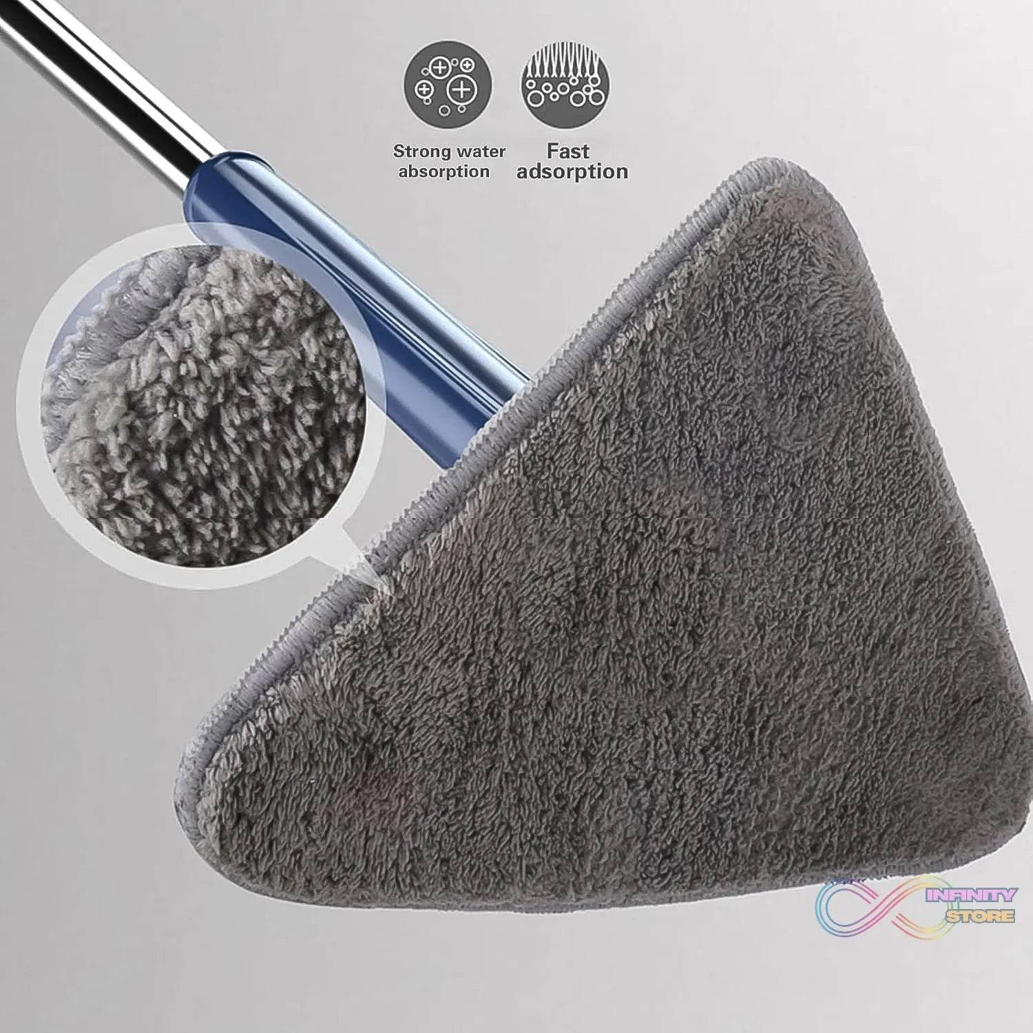 360° Rotatable Mop Triangle Mop with Long Handle (1 Pc / 113 Cm) - infinityexculsivestore.com