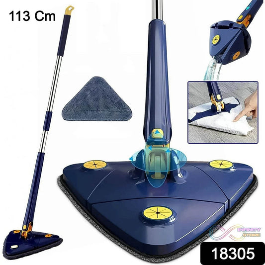 360Β° Rotatable Mop Triangle Mop with Long Handle (1 Pc / 113 Cm) - infinityexculsivestore.com