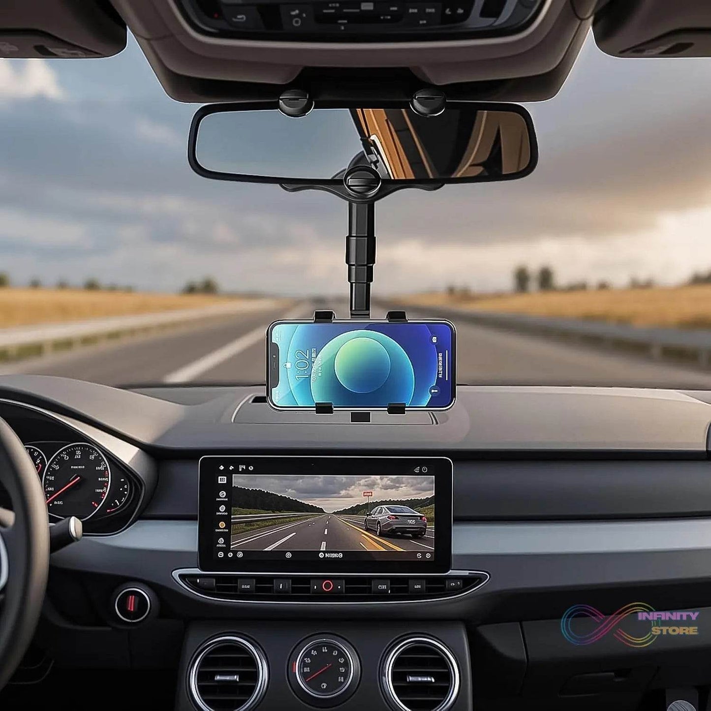 360 ° Rotating Car Rear View Mirror Phone Holder (1 Pc) - infinityexculsivestore.com