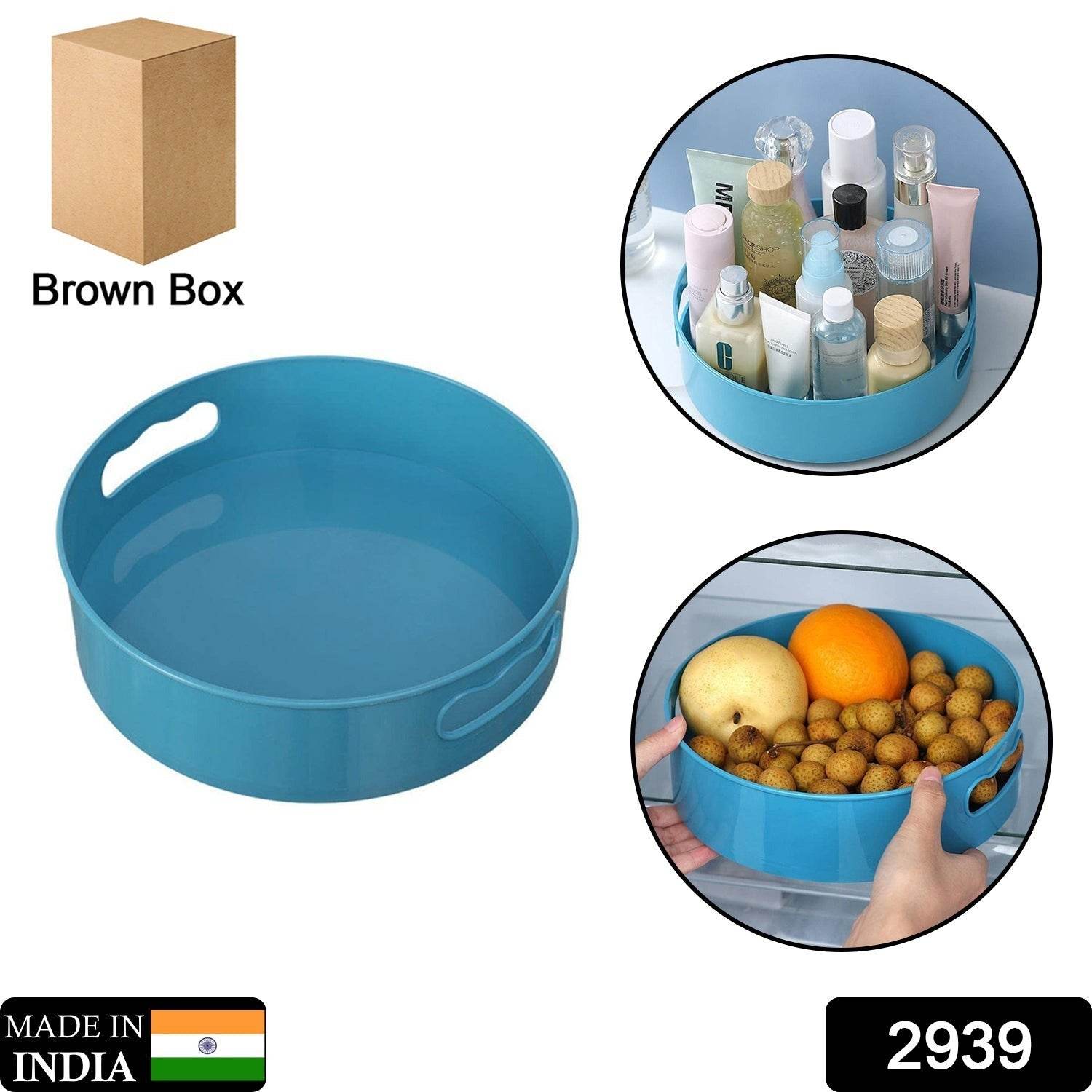 360° Rotating Kitchen Organizer Trolley for Storage - Turntable Tray with Brown Box - infinityexculsivestore.com