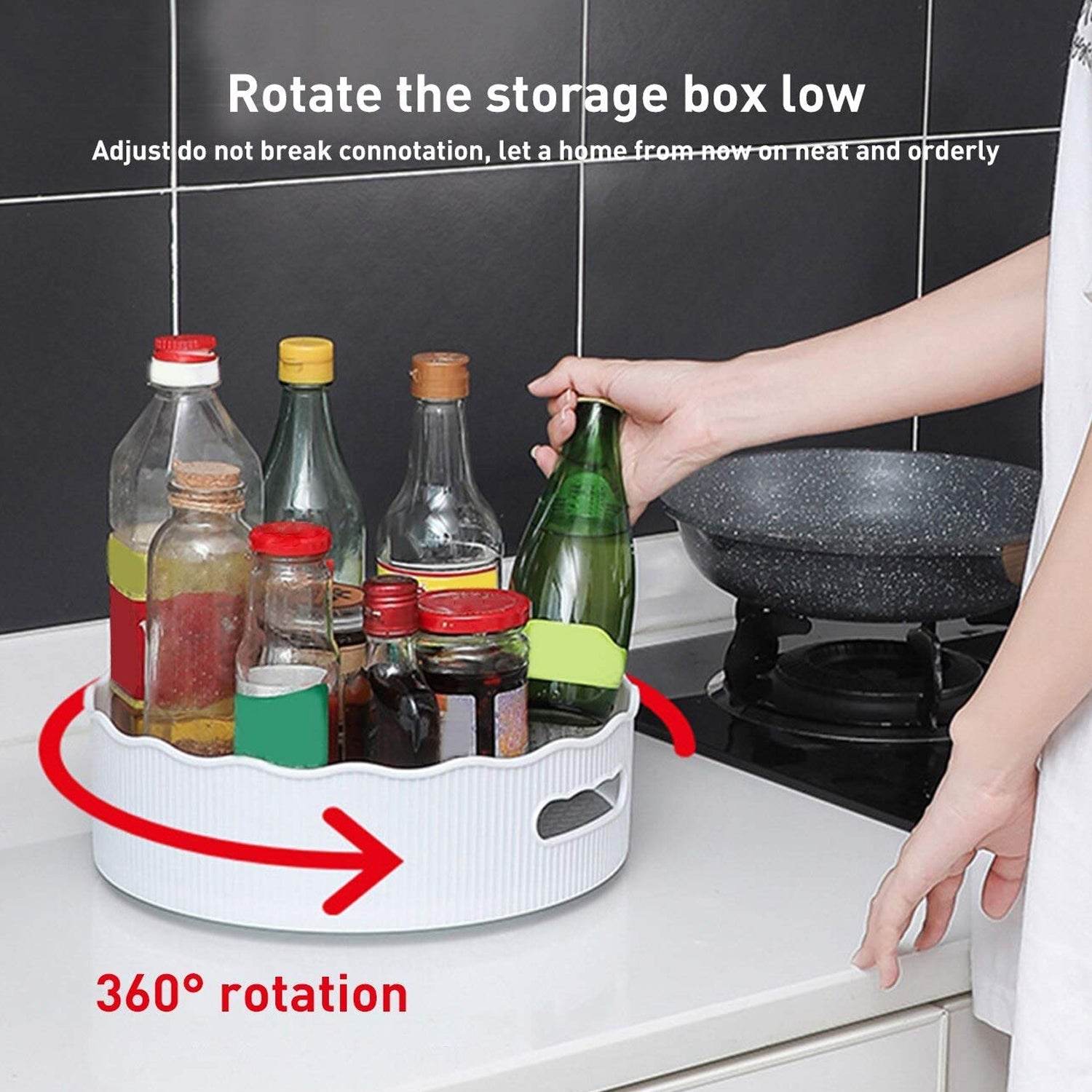 360° Rotating Kitchen Organizer Trolley for Storage - Turntable Tray with Brown Box - infinityexculsivestore.com