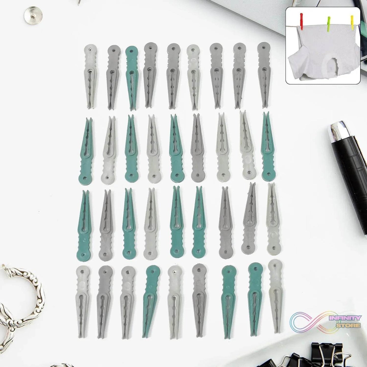 36Pcs MULTIPURPOSE PLASTIC CLOTH HANGING PEGS / CLIPS - 36 PCS - infinityexculsivestore.com