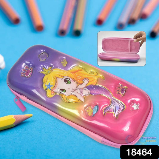 3D Cartoon Zipper Compass Box, Pencil Box (1 Pc) - infinityexculsivestore.com