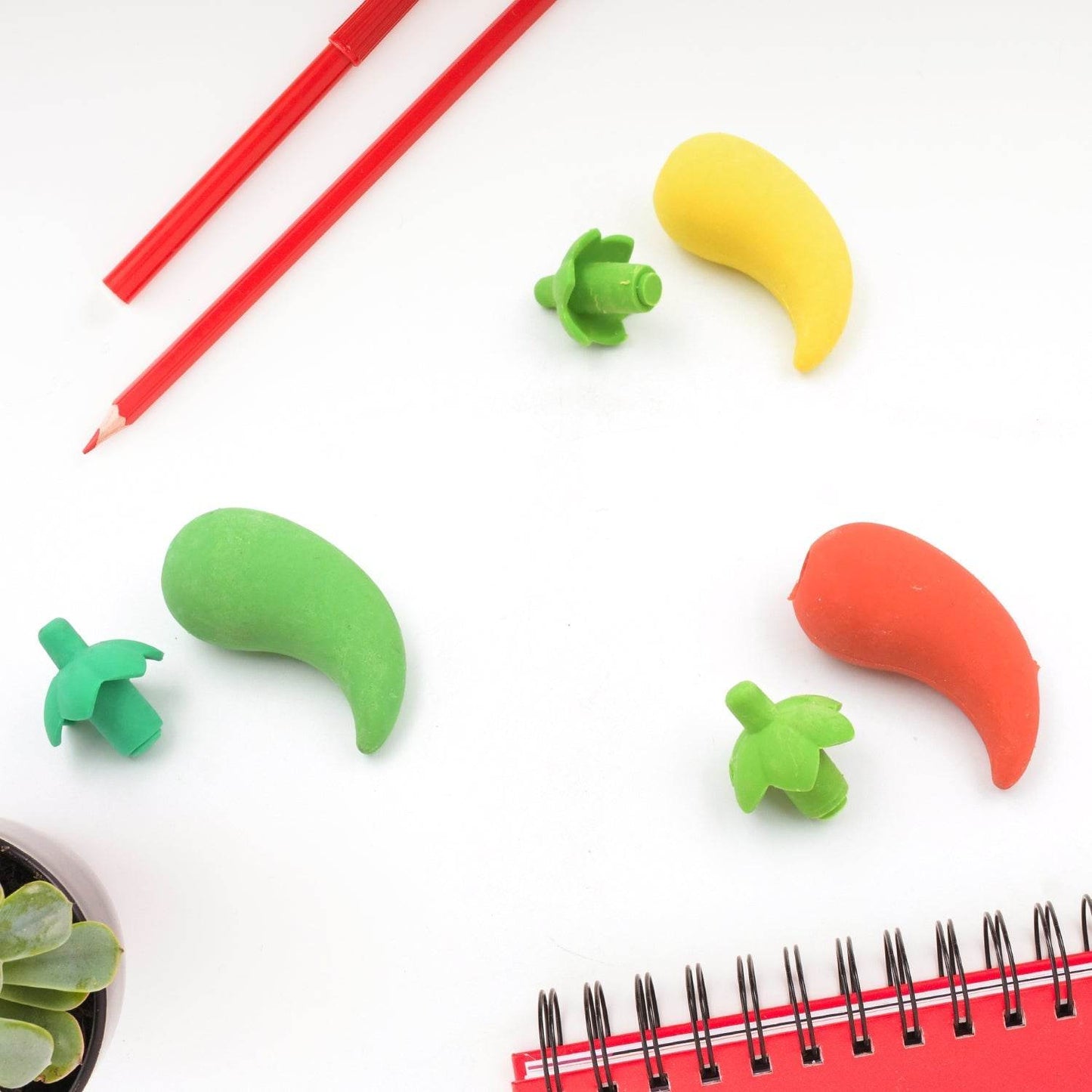 3D Fancy & Stylish Colorful Chili Shape Erasers, Mini Eraser Creative Cute Novelty Eraser for Children Eraser Set for Return Gift, Birthday Party, School Prize, (3 pc Set) - infinityexculsivestore.com