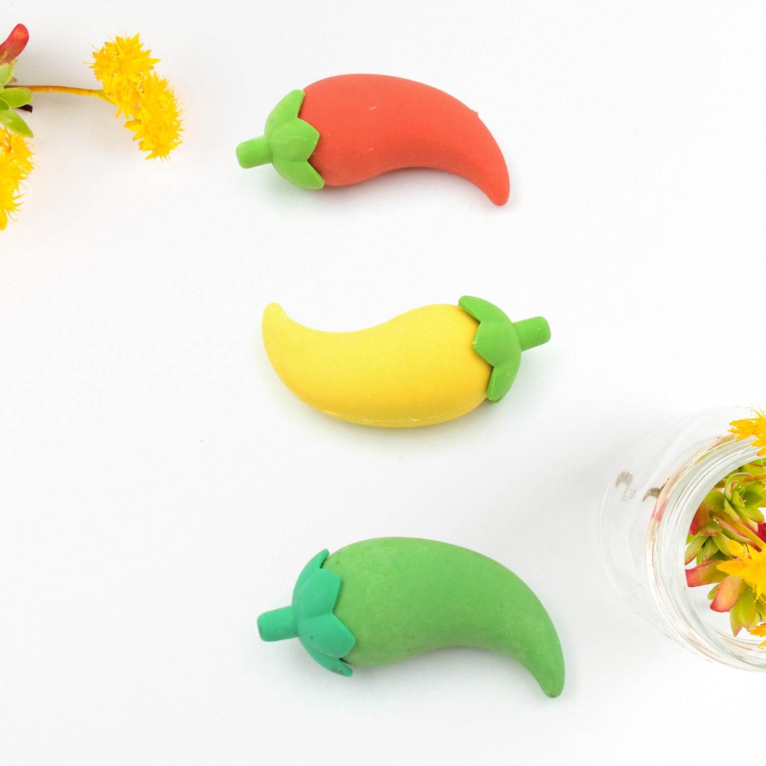 3D Fancy & Stylish Colorful Chili Shape Erasers, Mini Eraser Creative Cute Novelty Eraser for Children Eraser Set for Return Gift, Birthday Party, School Prize, (3 pc Set) - infinityexculsivestore.com