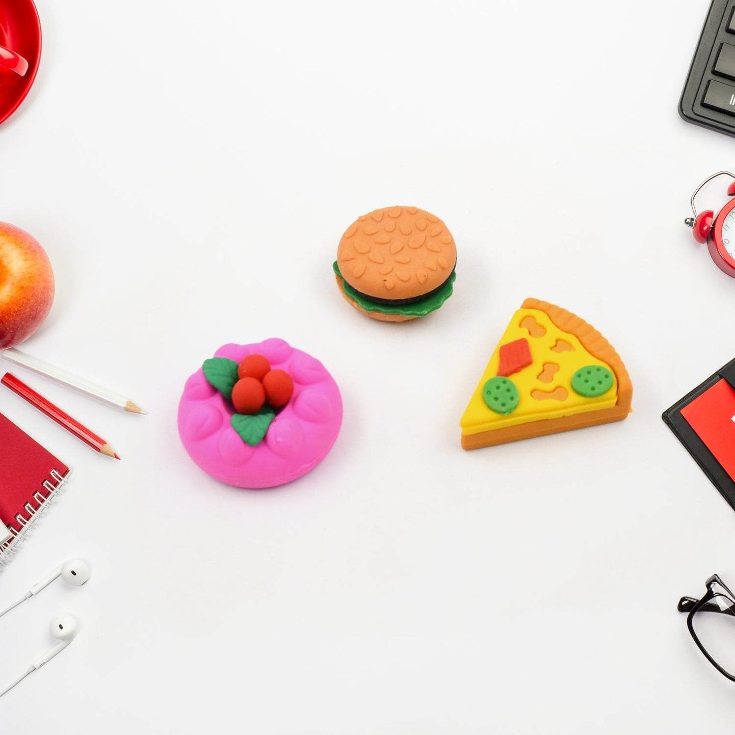 3D Food Shape Fancy & Stylish Colorful Erasers, Mini Eraser Creative Cute Novelty Eraser for Children Eraser Set for Return Gift, Birthday Party, School Prize(5 Pcs Set) - infinityexculsivestore.com