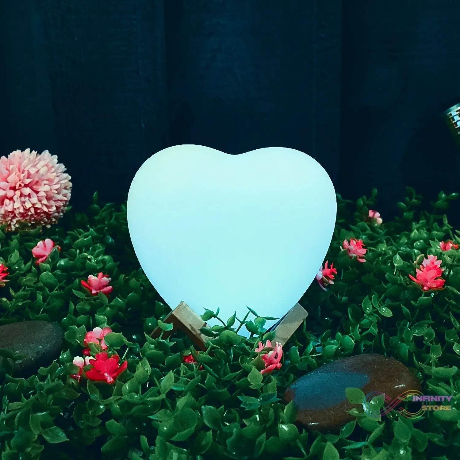 3D Heart Shape Moon Night Lamp with Plastic Stand (13 x12 Cm / 1 Pc) - infinityexculsivestore.com