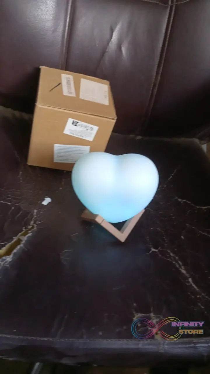 3D Heart Shape Moon Night Lamp with Plastic Stand (13 x12 Cm / 1 Pc) - infinityexculsivestore.com