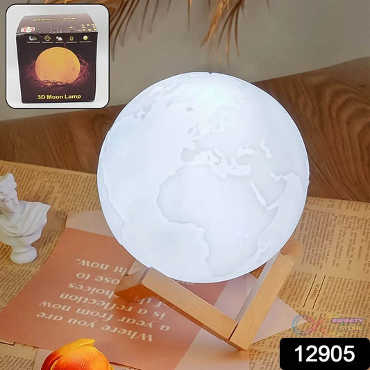 3D Moon Night Lamp with Stand (Color Box / White & Yellow Light / 1 Pc) - infinityexculsivestore.com