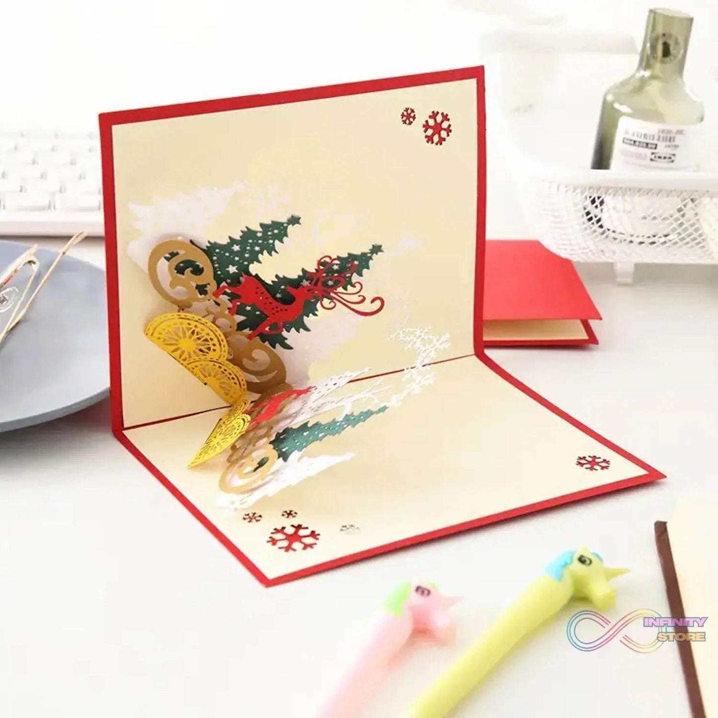 3D Pop - Up Greeting Card (1 Pc): Birthday, Love, Christmas - infinityexculsivestore.com