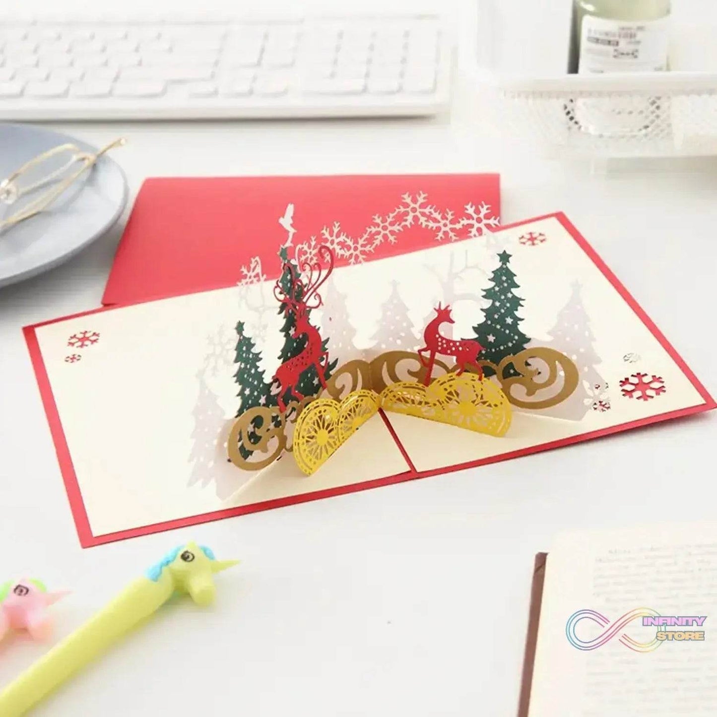 3D Pop - Up Greeting Card (1 Pc): Birthday, Love, Christmas - infinityexculsivestore.com