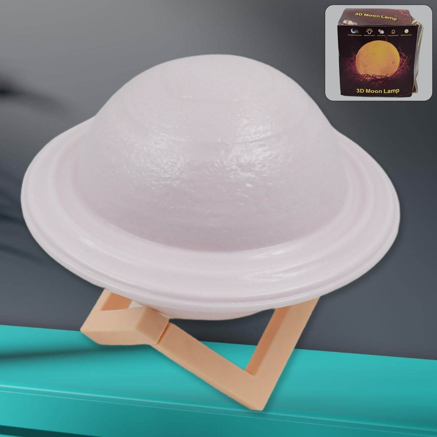3D Saturn Lamp Home Decoration Bedside Night Light With Base (1 pc / Multicolor) - infinityexculsivestore.com