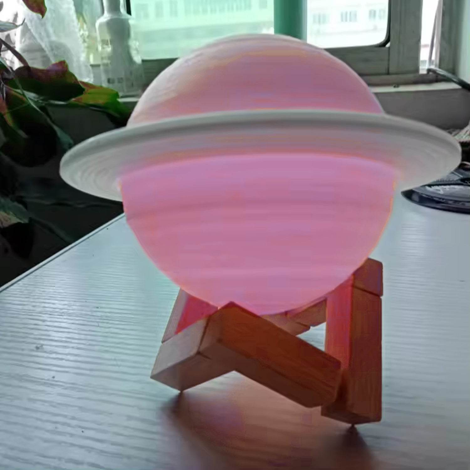 3D Saturn Lamp Home Decoration Bedside Night Light With Base (1 pc / Multicolor) - infinityexculsivestore.com