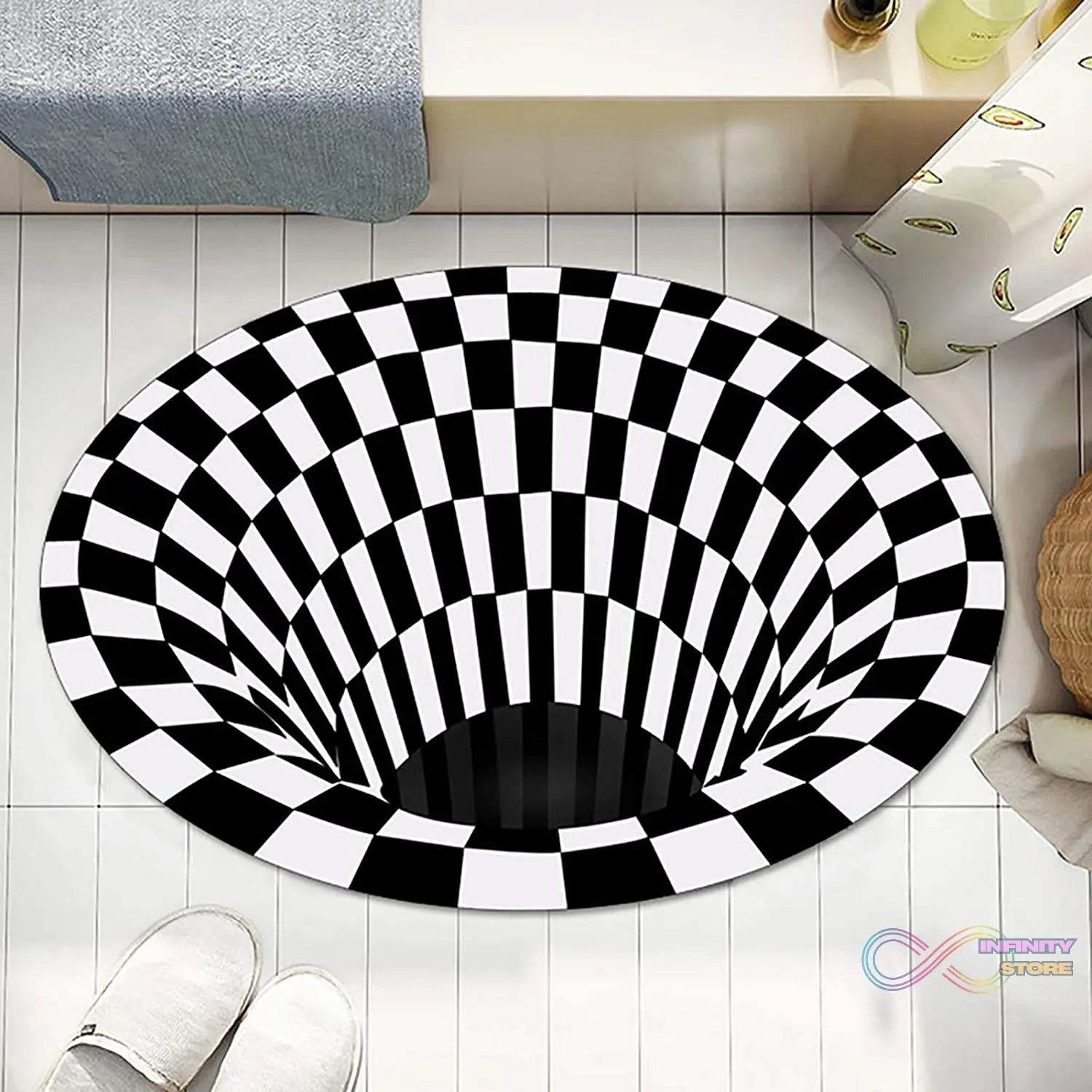 3D Space Round Carpet, Floor Mat Non - Woven Doormat (1 Pc / 78 Cm) - infinityexculsivestore.com