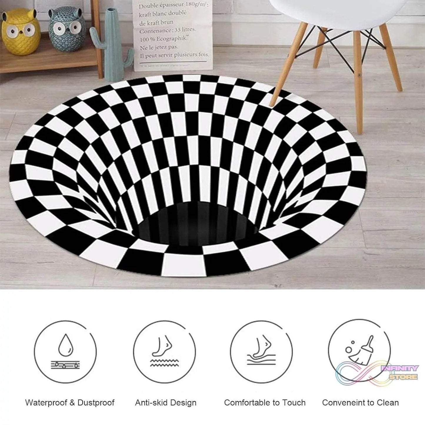 3D Space Round Carpet, Floor Mat Non - Woven Doormat (1 Pc / 78 Cm) - infinityexculsivestore.com